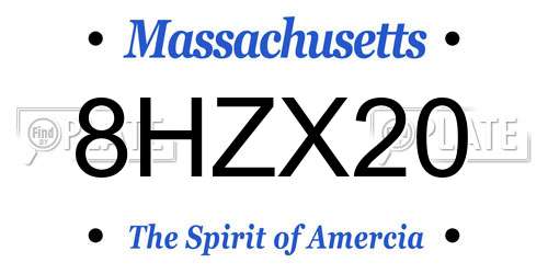 8HZX20 Massachusetts License Plate
