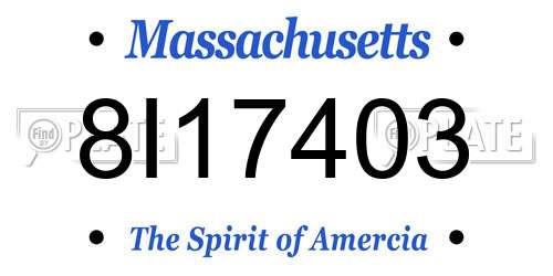 8I17403 Massachusetts License Plate