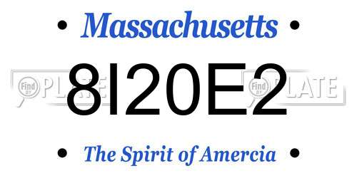 8I20E2 Massachusetts License Plate
