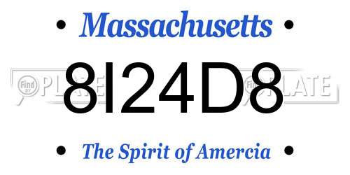 8I24D8 Massachusetts License Plate