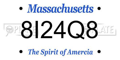 8I24Q8 Massachusetts License Plate