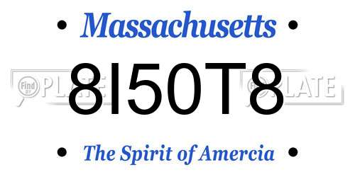 8I50T8 Massachusetts License Plate