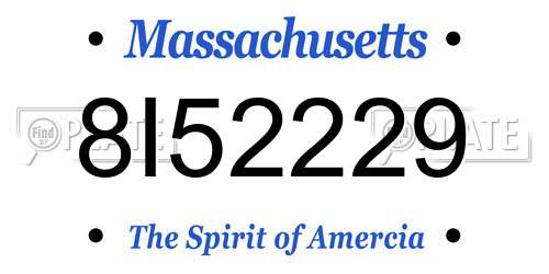 8I52229 Massachusetts License Plate
