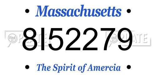 8I52279 Massachusetts License Plate
