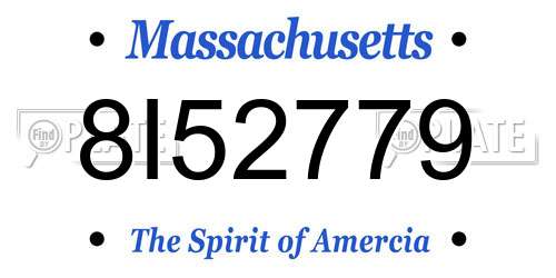 8I52779 Massachusetts License Plate