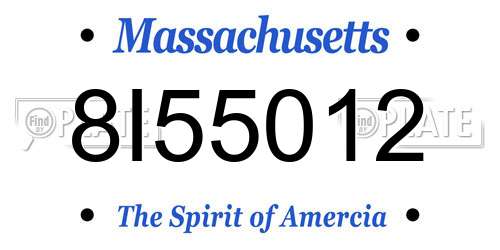 8I55012 Massachusetts License Plate