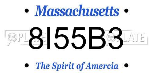 8I55B3 Massachusetts License Plate