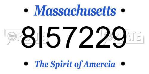 8I57229 Massachusetts License Plate