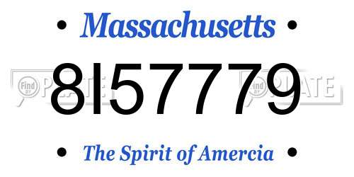 8I57779 Massachusetts License Plate