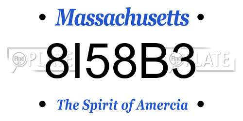 8I58B3 Massachusetts License Plate