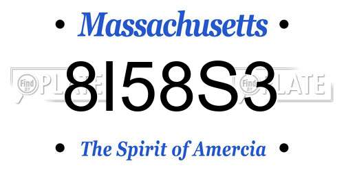8I58S3 Massachusetts License Plate