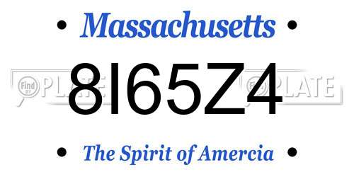 8I65Z4 Massachusetts License Plate
