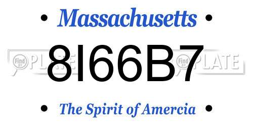 8I66B7 Massachusetts License Plate