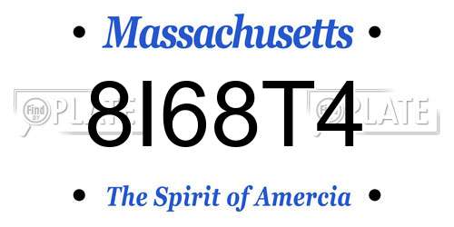 8I68T4 Massachusetts License Plate