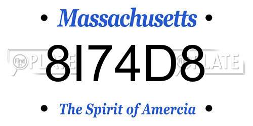 8I74D8 Massachusetts License Plate