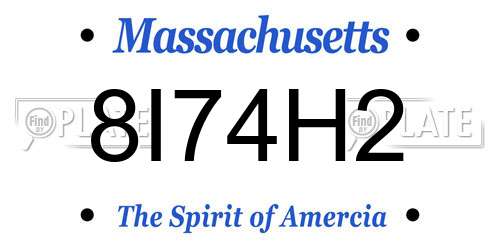 8I74H2 Massachusetts License Plate