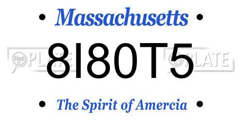 8I80T5 Massachusetts License Plate