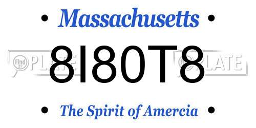 8I80T8 Massachusetts License Plate