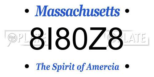 8I80Z8 Massachusetts License Plate
