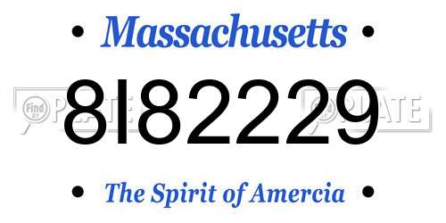 8I82229 Massachusetts License Plate