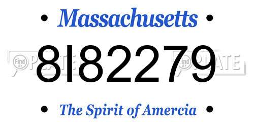 8I82279 Massachusetts License Plate