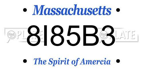 8I85B3 Massachusetts License Plate
