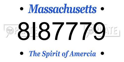 8I87779 Massachusetts License Plate