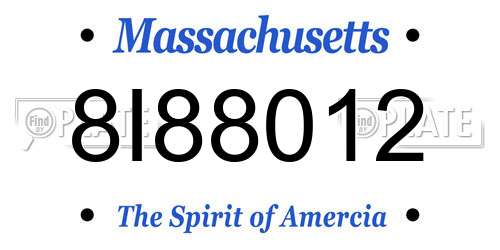 8I88012 Massachusetts License Plate