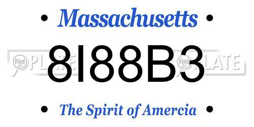 8I88B3 Massachusetts License Plate