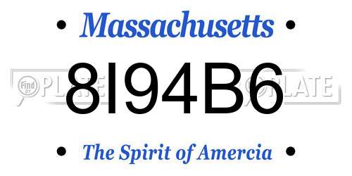 8I94B6 Massachusetts License Plate