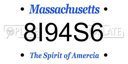 8I94S6 Massachusetts License Plate