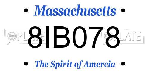8IB078 Massachusetts License Plate