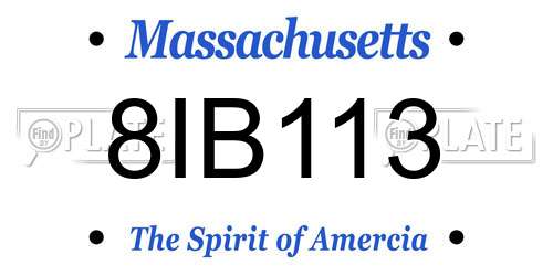 8IB113 Massachusetts License Plate