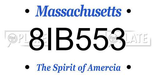 8IB553 Massachusetts License Plate
