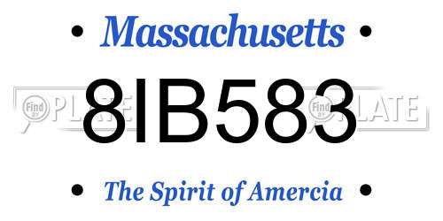 8IB583 Massachusetts License Plate