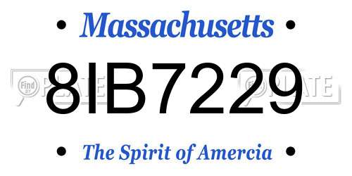 8IB7229 Massachusetts License Plate