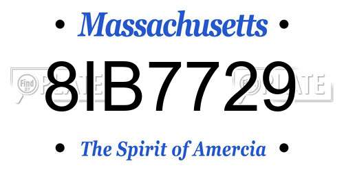 8IB7729 Massachusetts License Plate