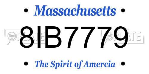 8IB7779 Massachusetts License Plate