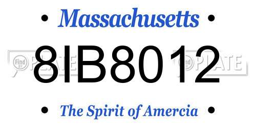 8IB8012 Massachusetts License Plate