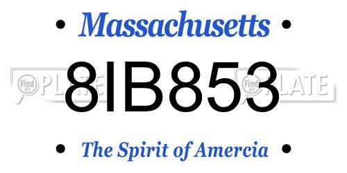 8IB853 Massachusetts License Plate
