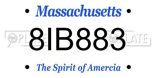 8IB883 Massachusetts License Plate