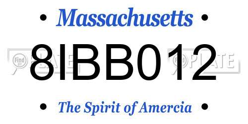 8IBB012 Massachusetts License Plate