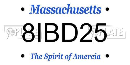 8IBD25 Massachusetts License Plate