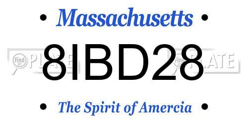 8IBD28 Massachusetts License Plate