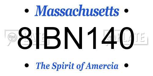 8IBN140 Massachusetts License Plate