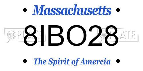 8IBO28 Massachusetts License Plate