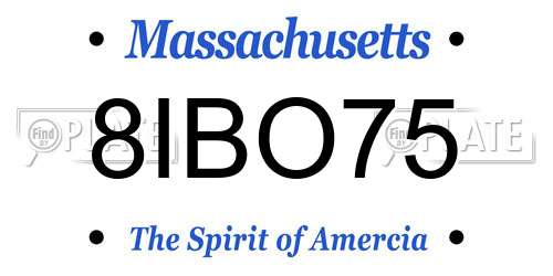 8IBO75 Massachusetts License Plate