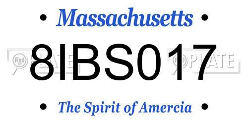 8IBS017 Massachusetts License Plate