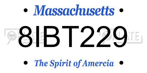 8IBT229 Massachusetts License Plate