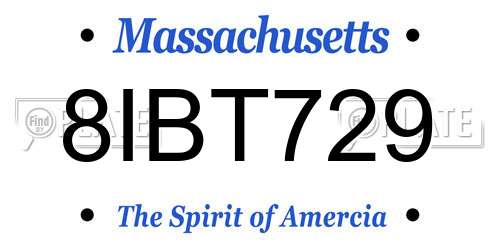 8IBT729 Massachusetts License Plate